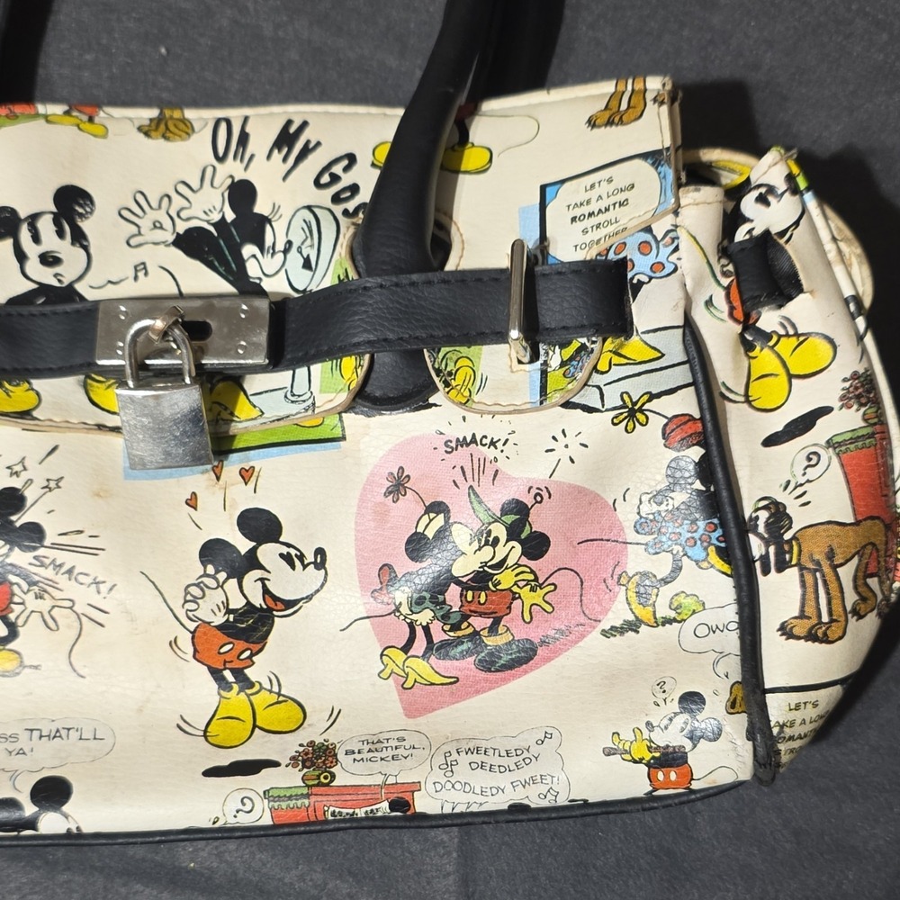 Accessory Innovations Disney Mickey Minnie Pluto Comic Print Medium Handbag - Picture 4 of 13